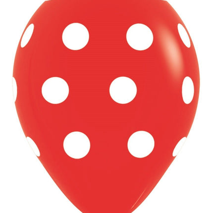 Ballonnen White Polka Dots Mix 30cm 25st van Sempertex koop je bij Partywinkel
