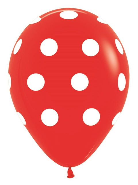 Ballonnen White Polka Dots Mix 30cm 25st van Sempertex koop je bij Partywinkel