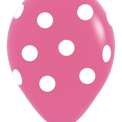 Ballonnen White Polka Dots Mix 30cm 25st van Sempertex koop je bij Partywinkel