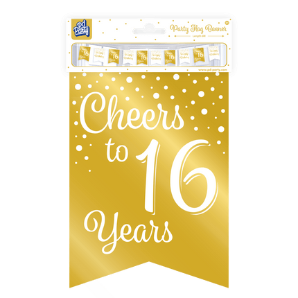 Banner 16 Jaar Goud Wit 6m van Paper Dreams koop je bij Partywinkel