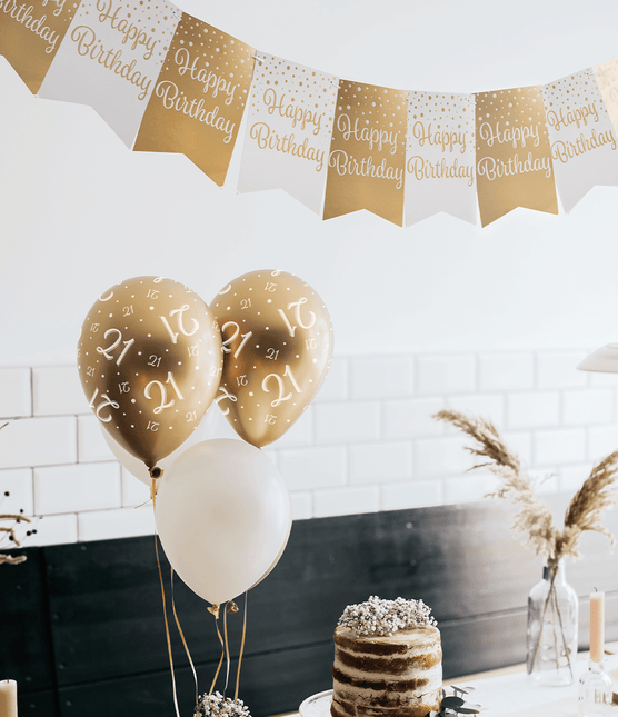 Banner 18 Jaar Goud Wit 6m van Paper Dreams koop je bij Partywinkel