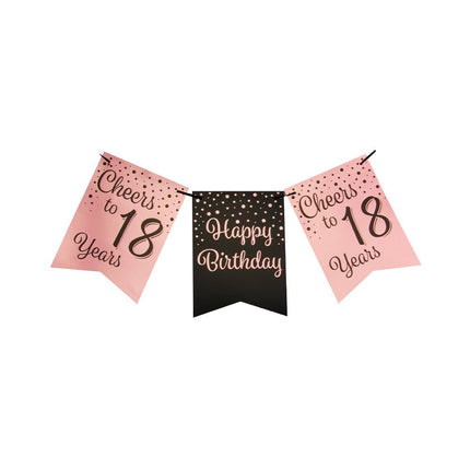 Banner 18 Jaar Roze Zwart 6m van Paper Dreams koop je bij Partywinkel