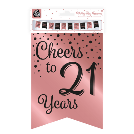Banner 21 Jaar Roze Zwart 6m van Paper Dreams koop je bij Partywinkel