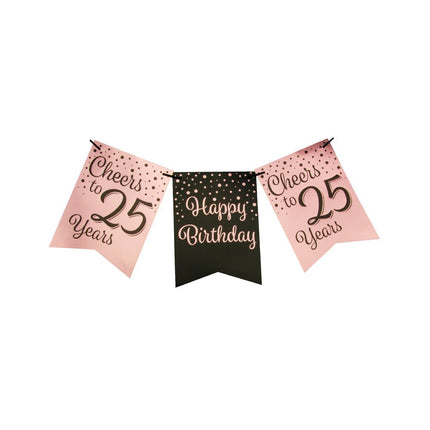 Banner 25 Jaar Roze Zwart 6m van Paper Dreams koop je bij Partywinkel
