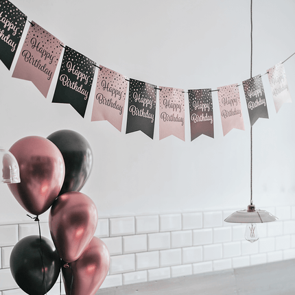 Banner 60 Jaar Roze Zwart 6m van Paper Dreams koop je bij Partywinkel