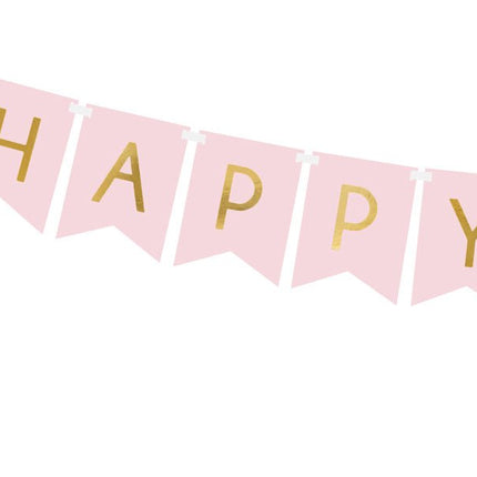 Banner Happy Birthday Lichtroze 1,75m van Partydeco koop je bij Partywinkel