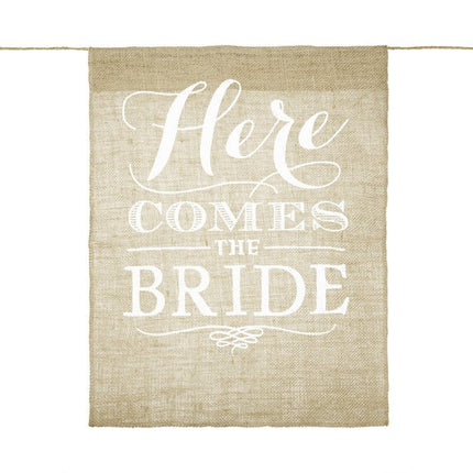 Banner Here Comes The Bride 51cm van Partydeco koop je bij Partywinkel