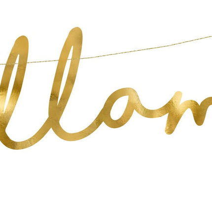 Banner Lalala Llama Goud 82cm van Partydeco koop je bij Partywinkel