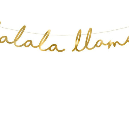 Banner Lalala Llama Goud 82cm van Partydeco koop je bij Partywinkel