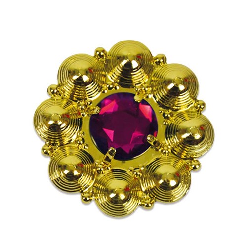 Alfiler de boina redondo con piedra roja