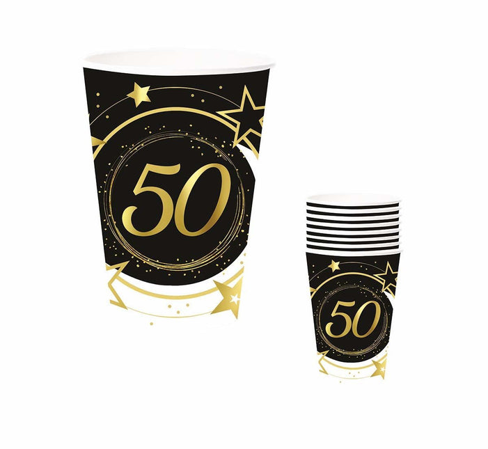 Bekers 50 Jaar 240ml 6st van Fiestas Guirca koop je bij Partywinkel