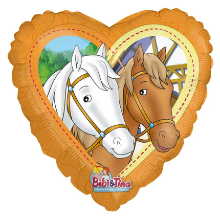 Bibi y Tina: globo de helio con forma de corazón, 45 cm