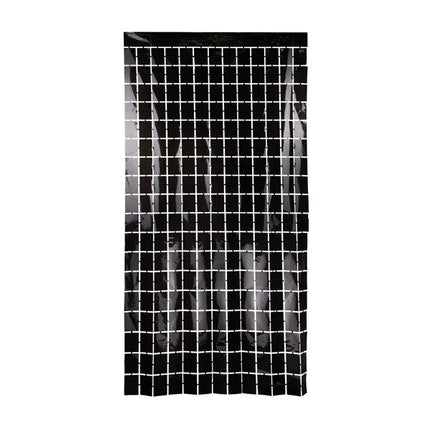 Cortina de Puerta Negra Cuadrados 2m