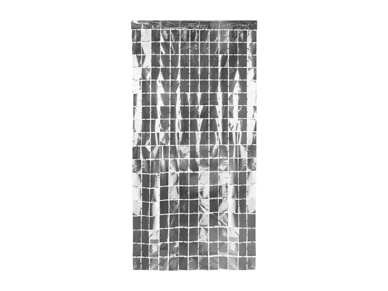 Cuadrados de cortina de puerta plateados 2m