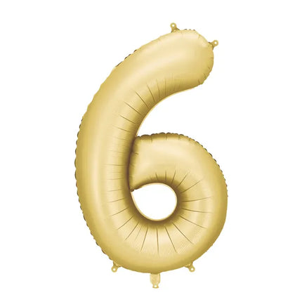 Globo Figura 6 Años Oro Satinado Foil Vacío 86cm