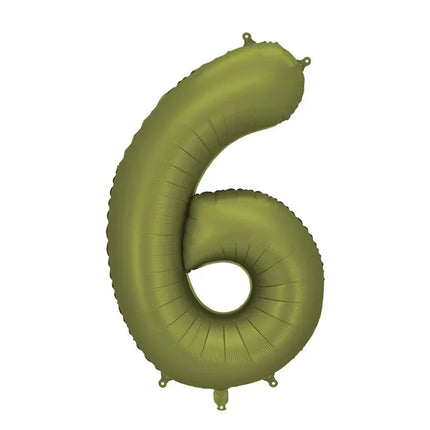 Globo Figura 6 Años Verde Oliva Vacío 86cm