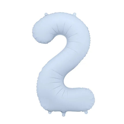Globo Figura 2 Años Azul Claro Mate Vacío 86cm
