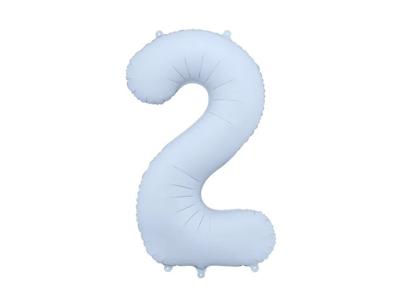 Globo Figura 2 Años Azul Claro Mate Vacío 86cm