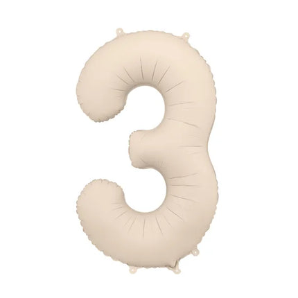 Globo Figura 3 Años Beige Mate Vacío 86cm
