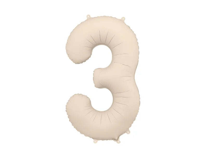 Globo Figura 3 Años Beige Mate Vacío 86cm