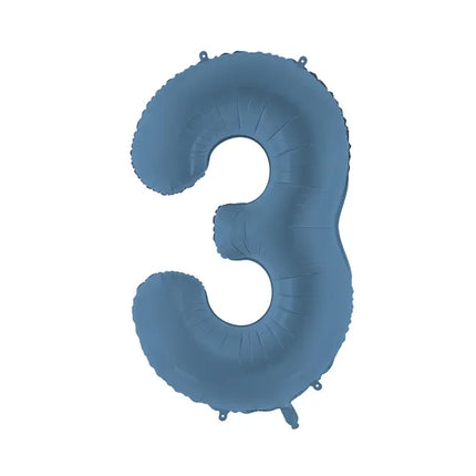 Globo Figura 3 Años Azul Mate Vacío 86cm