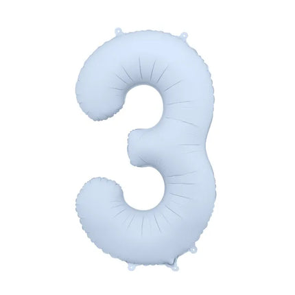 Globo Figura 3 Años Azul Claro Mate Vacío 86cm