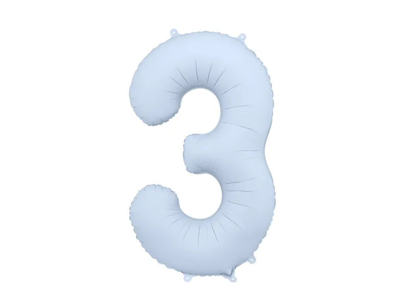 Globo Figura 3 Años Azul Claro Mate Vacío 86cm