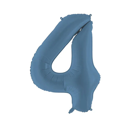 Globo Figura 4 Años Azul Mate Vacío 86cm