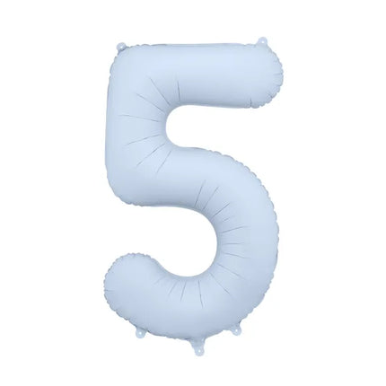 Globo Figura 5 Años Azul Claro Mate Vacío 86cm