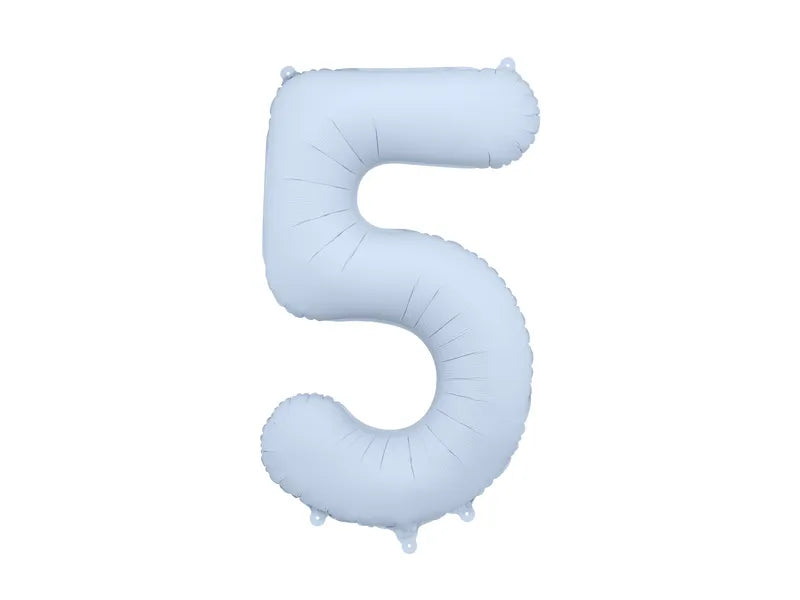 Globo Figura 5 Años Azul Claro Mate Vacío 86cm