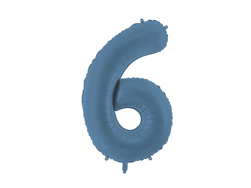 Globo Figura 6 Años Azul Mate Vacío 86cm
