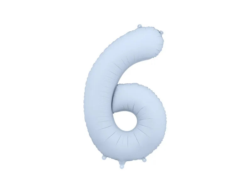 Globo Figura 6 Años Azul Claro Mate Vacío 86cm