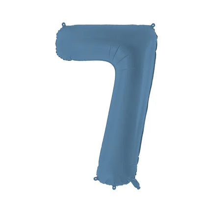 Globo Figura 7 Años Azul Mate Vacío 86cm