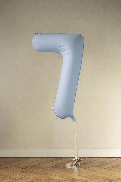 Globo Figura 7 Años Azul Claro Mate Vacío 86cm