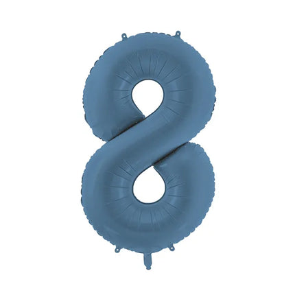 Globo Figura 8 Años Azul Mate Vacío 86cm