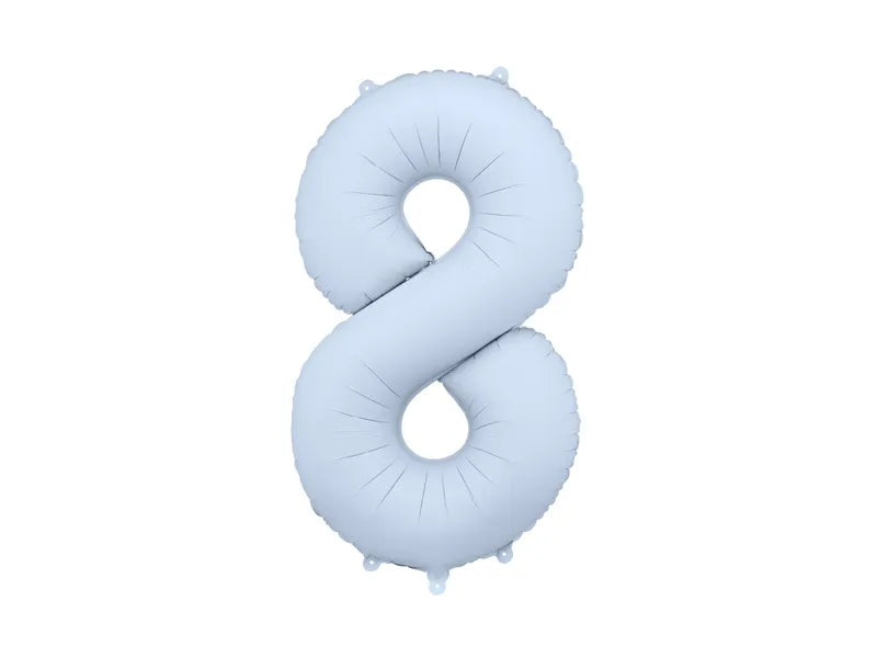 Globo Figura 8 Años Azul Claro Mate Vacío 86cm