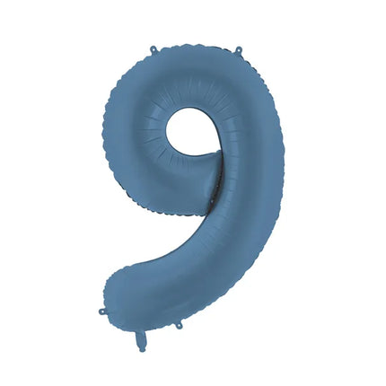 Globo Figura 9 Años Azul Mate Vacío 86cm