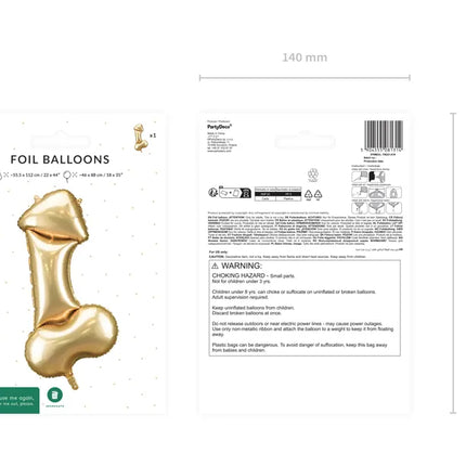 Pene Globo de Helio Oro Vacío 55cm