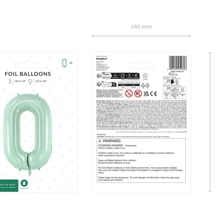0 Año Figura Globo Verde Menta 72cm