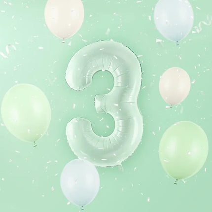 Globo Figura 3 Años Verde Menta 72cm