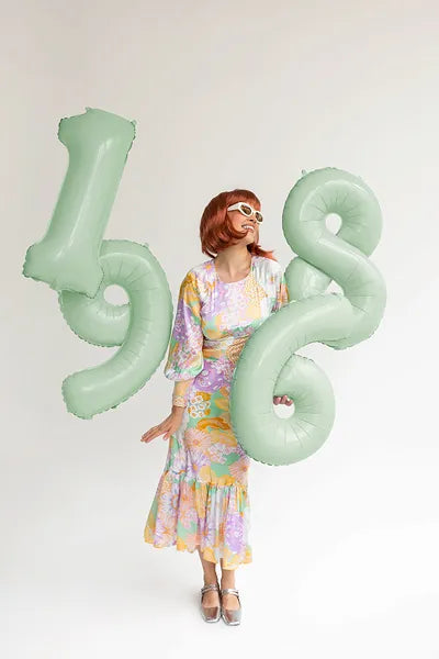 Globo Figura 6 Años Verde Menta Vacío 72cm