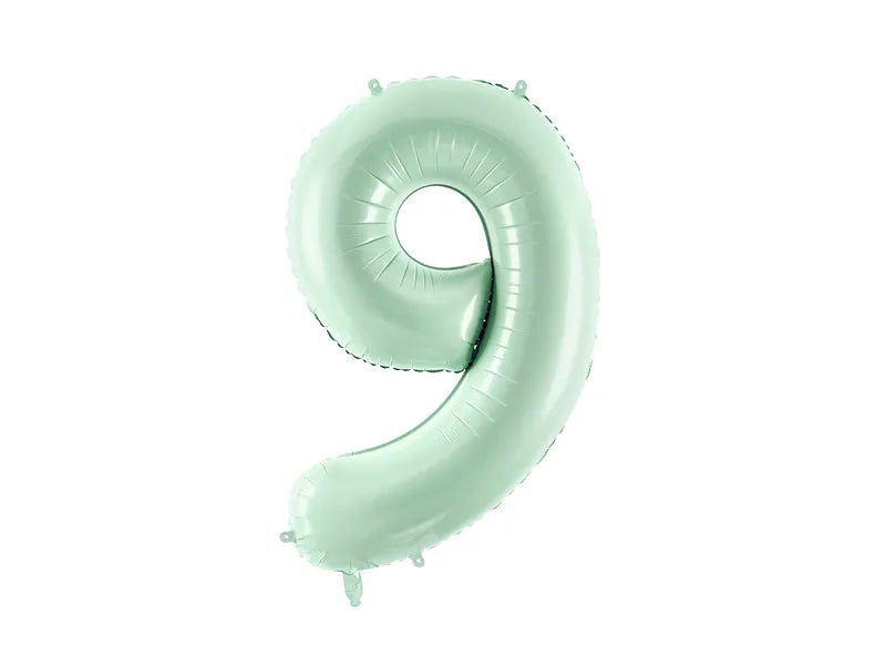 Globo Figura 9 Años Verde Menta Vacío 72cm