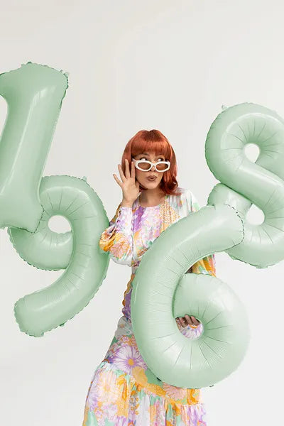 Globo Figura 9 Años Verde Menta Vacío 72cm