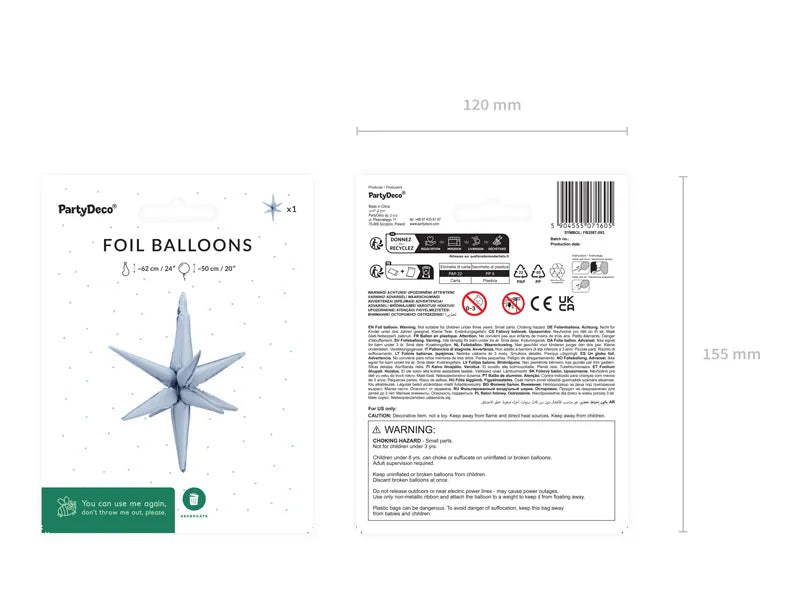 Globo Estrella Azul Claro 50cm