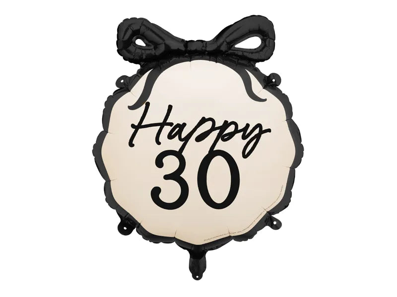 30 Años Globo de Helio Negro Blanco 53cm