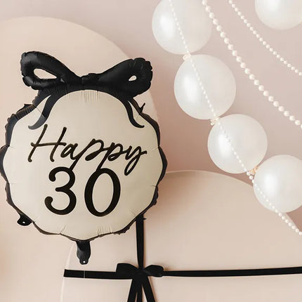 30 Años Globo de Helio Negro Blanco 53cm