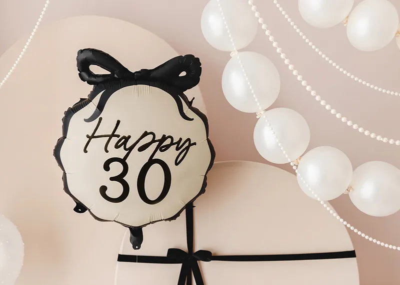 30 Años Globo de Helio Negro Blanco 53cm