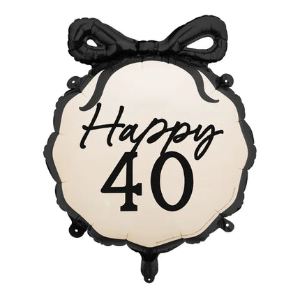 Globo de Helio 40 Años Negro Blanco 53cm
