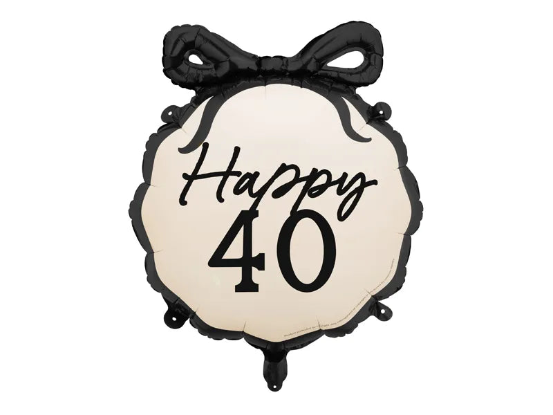 Globo de Helio 40 Años Negro Blanco 53cm