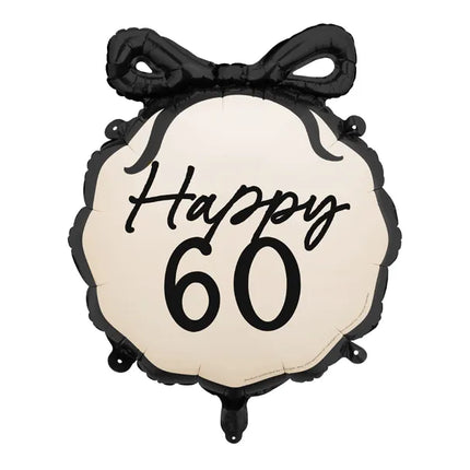 60 Años Globo de Helio Negro Blanco 53cm